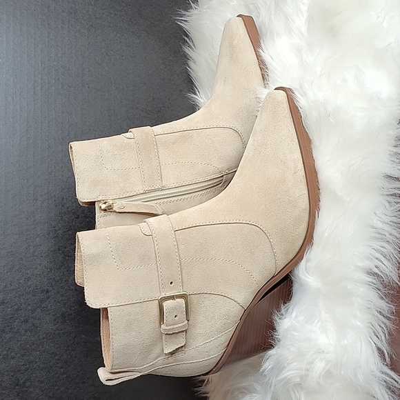 ANTONIO MELANI Ankle Boots Bootie Leather Suede Block Heel Shoes Size 11 - Picture 2 of 10